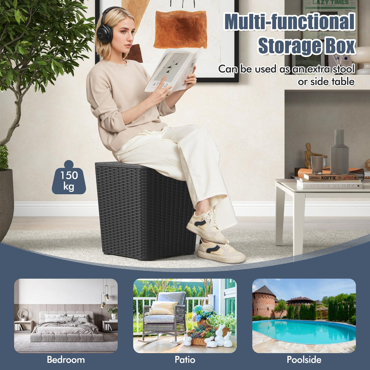 Tangkula 15x15x17 inch deck box fits compact outdoor spaces.