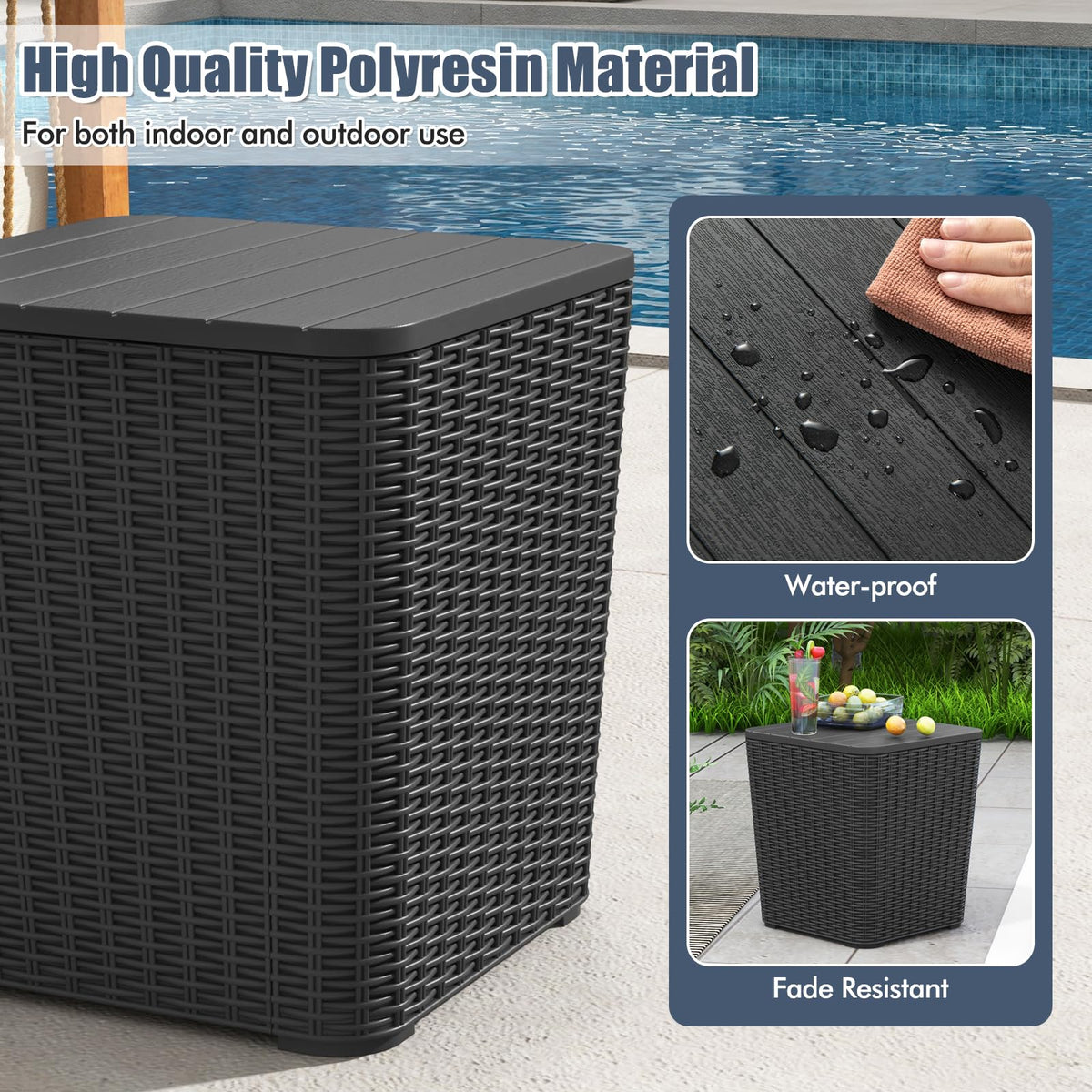 Tangkula deck box doubles as side table with hidden storage.