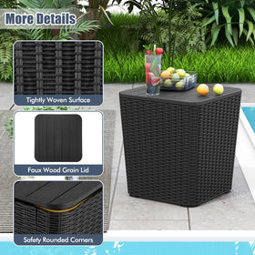 Tangkula polyresin all-weather material resists fading outdoors.