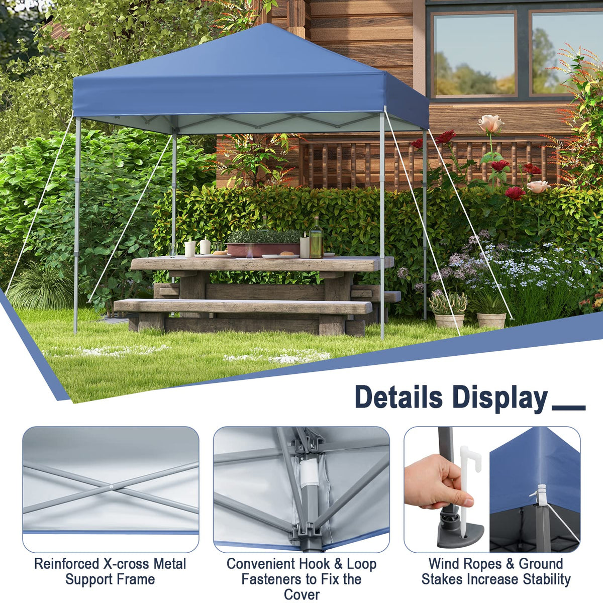 Tangkula canopy setup in seconds without tools.