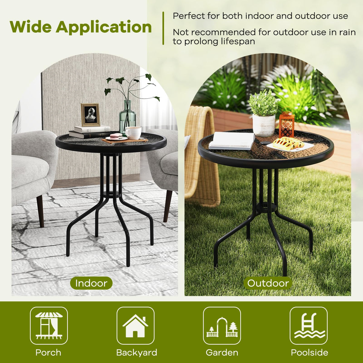 Tangkula round table ideal for poolside dining and casual gatherings
