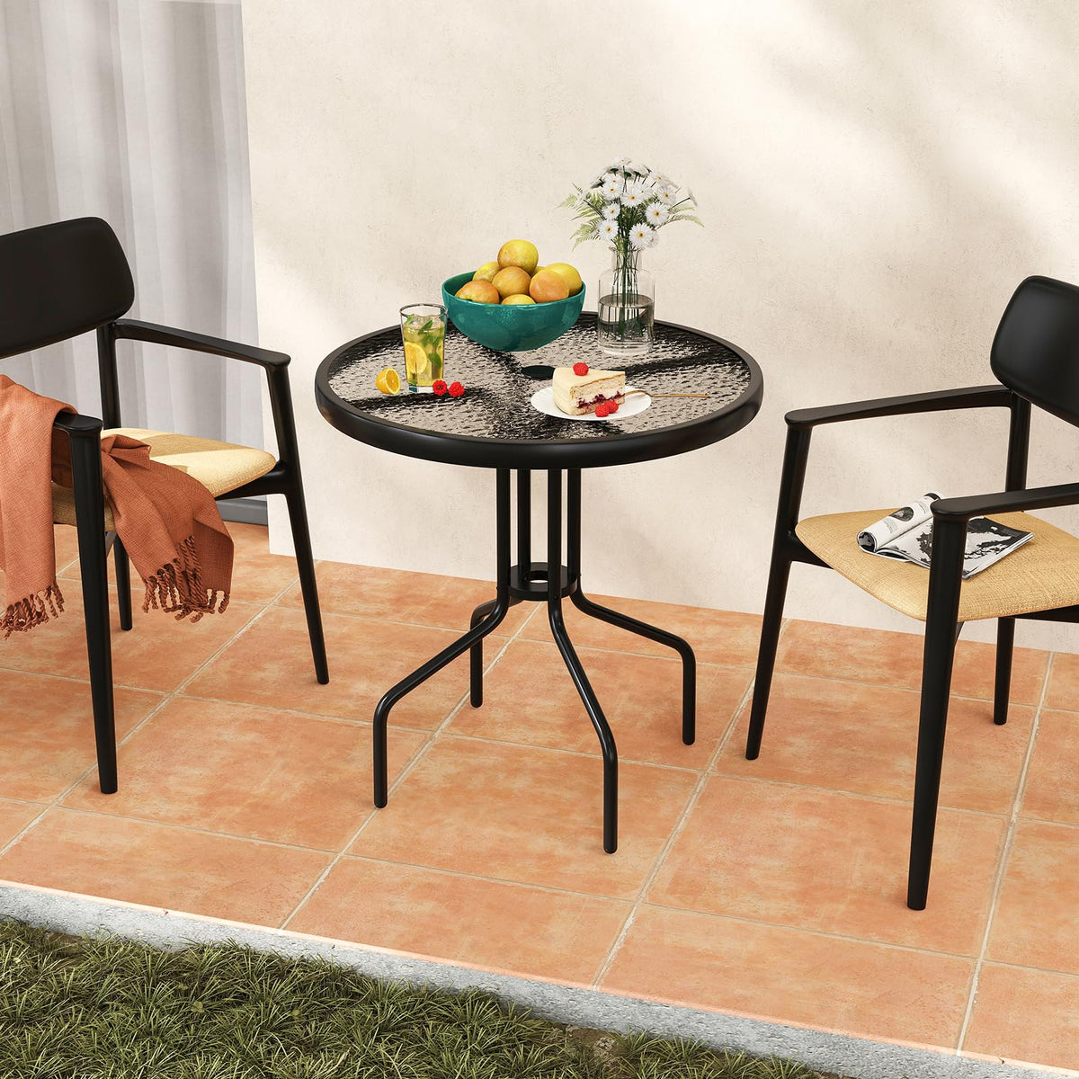 Tangkula ripple-texture glass adds visual appeal to any porch or deck
