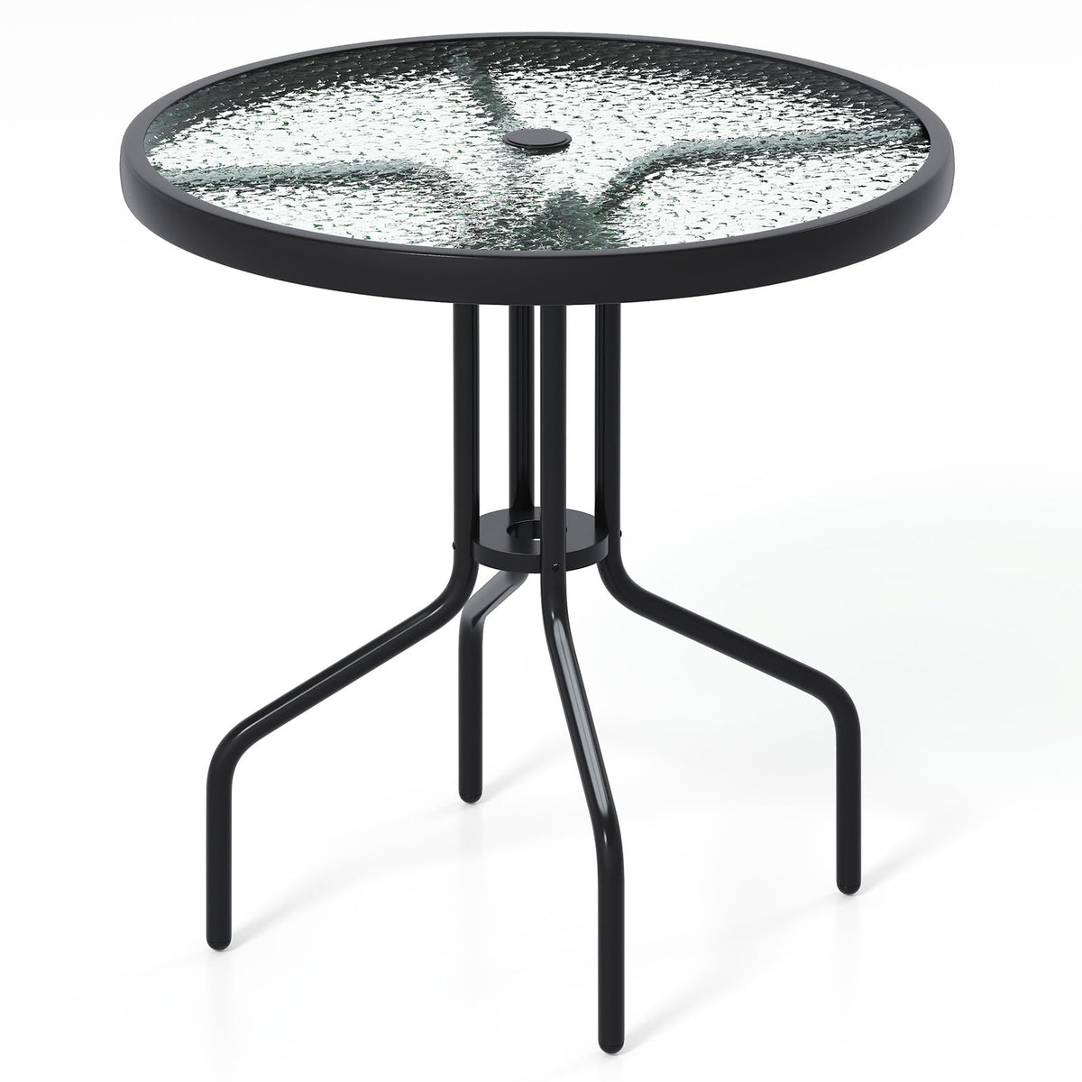 Tangkula round dining table with tempered glass top for outdoor dining