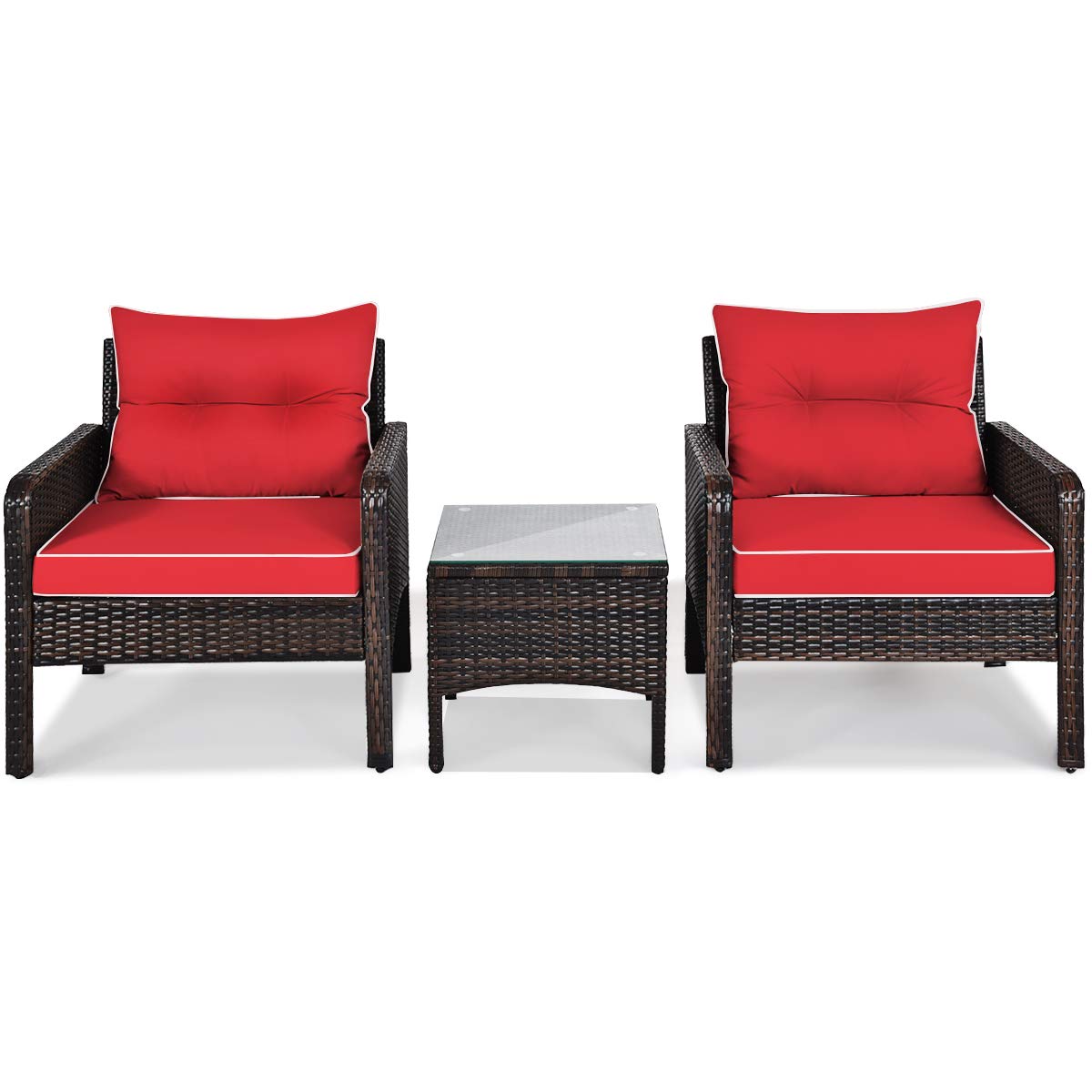 Tangkula set dimensions for two-person outdoor seating.