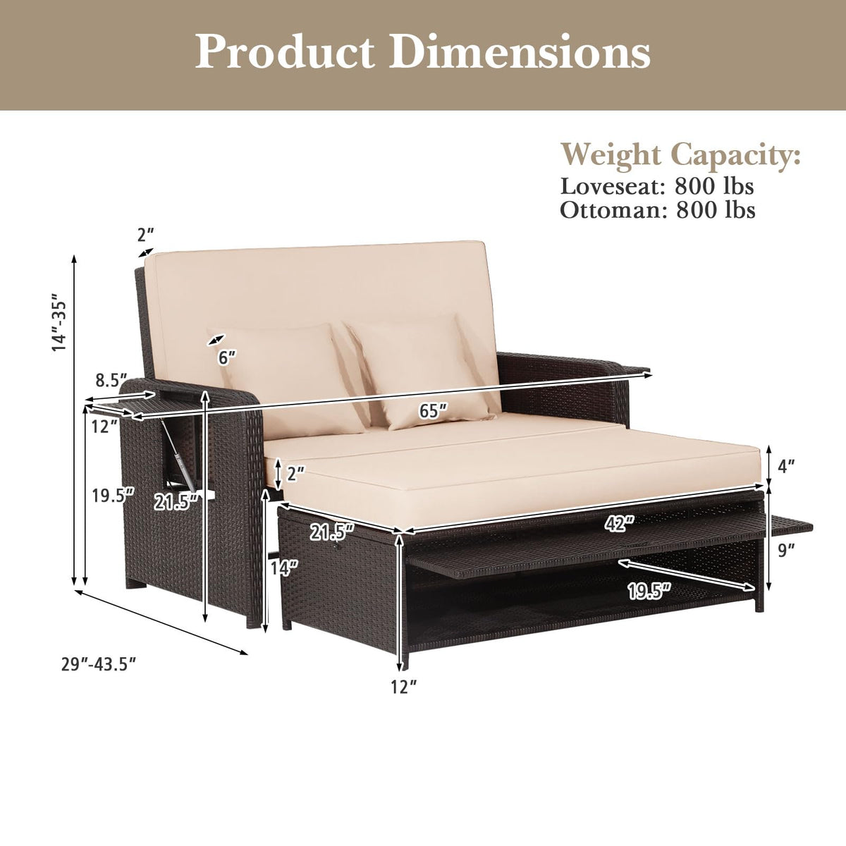 Tangkula sturdy metal frame supports up to 800 pounds for reliable seating