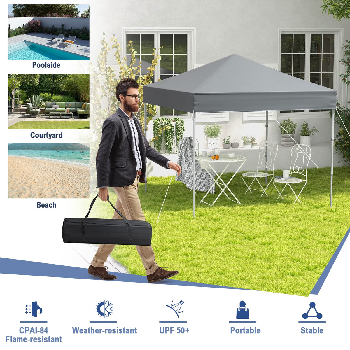 Tangkula powder-coated metal frame built for durable outdoor use