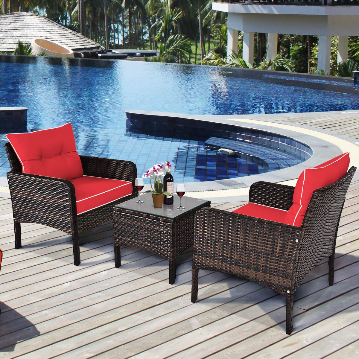 Tangkula thick cushions offer soft, breathable comfort.