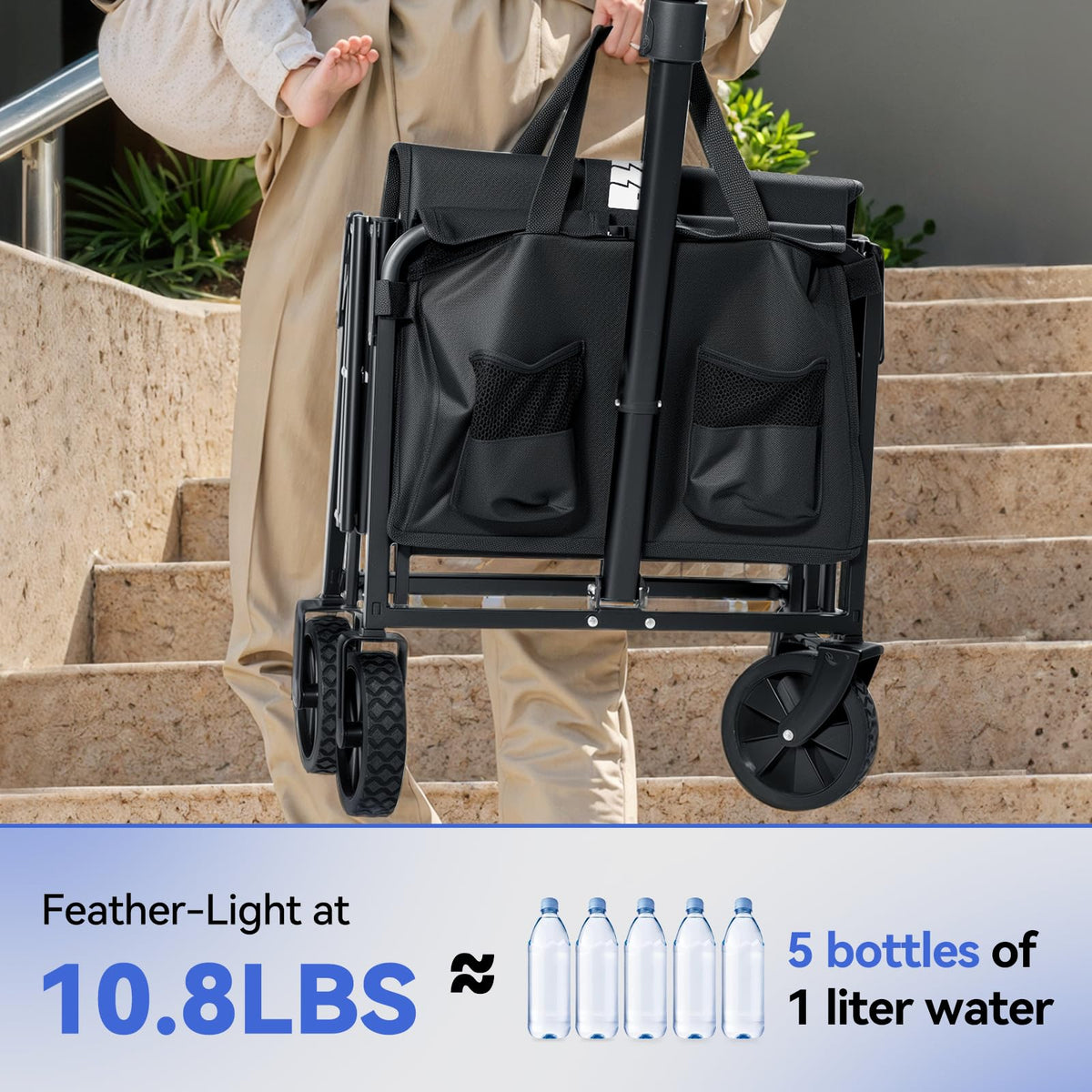 TANSTRIDER collapsible wagon folded state demonstrates compact storage for cars