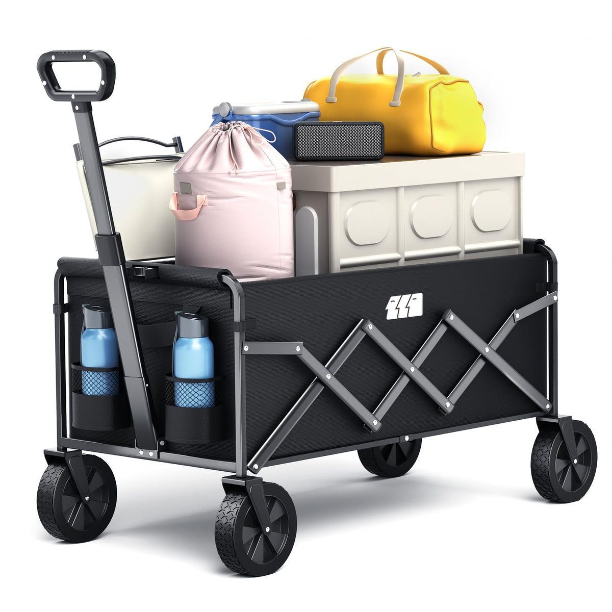 TANSTRIDER collapsible wagon front view shows sturdy frame for easy grocery transport