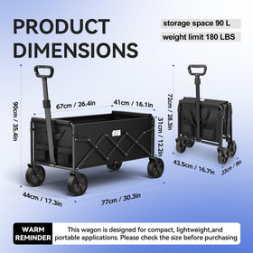 TANSTRIDER wagon side view highlights ergonomic handle for comfortable outdoor use