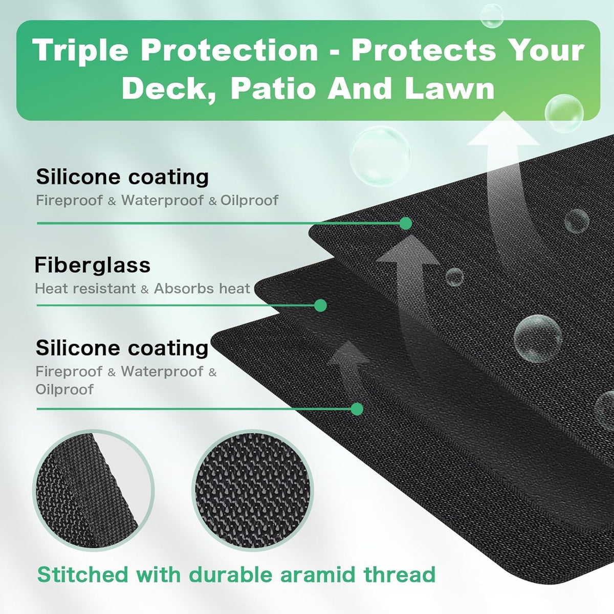 TAOMAND double-sided-fireproof-grill-mat guards decks against heat and flare-ups.
