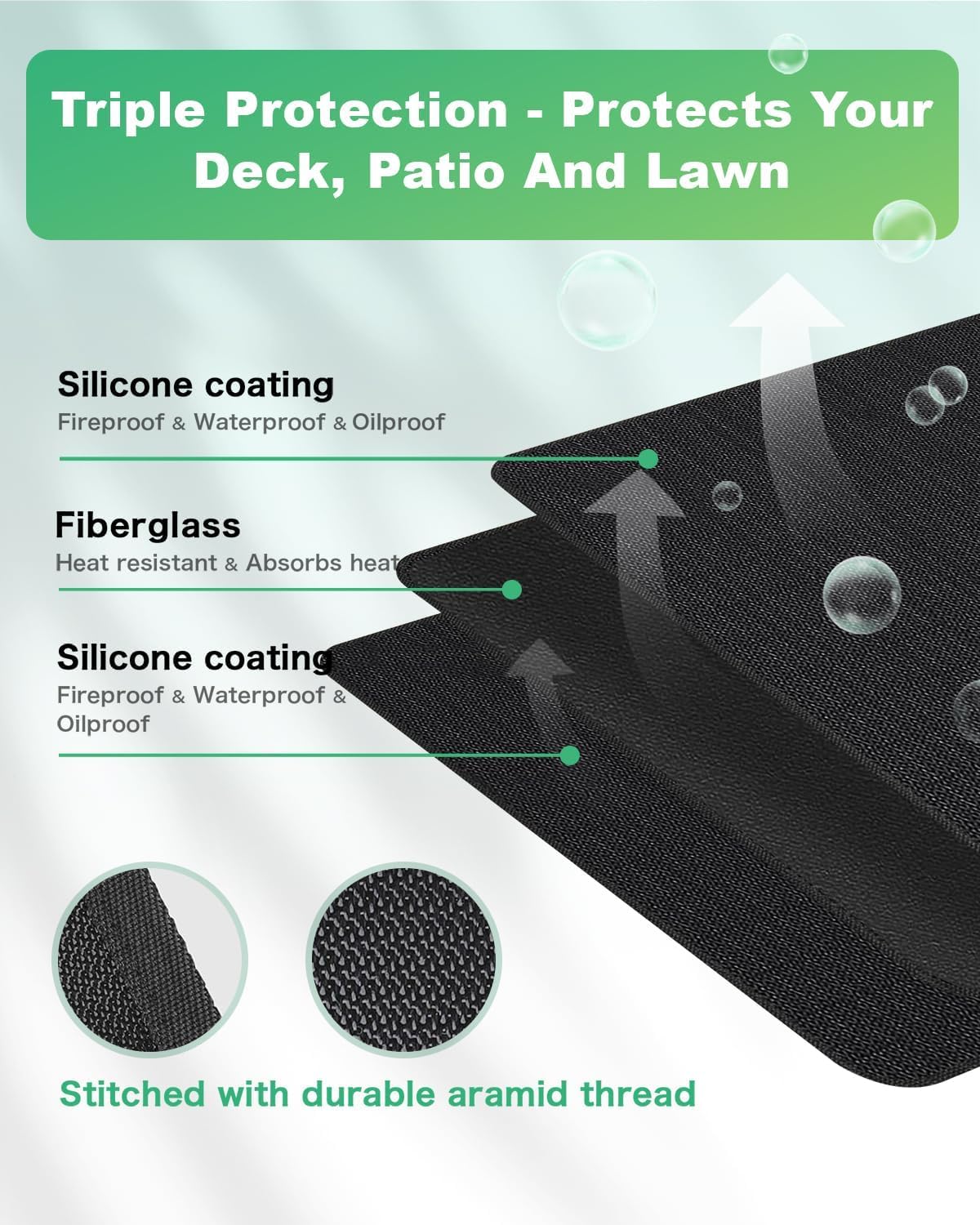 TAOMAND grill mat double-sided fireproof design prevents heat damage and curling at edges.