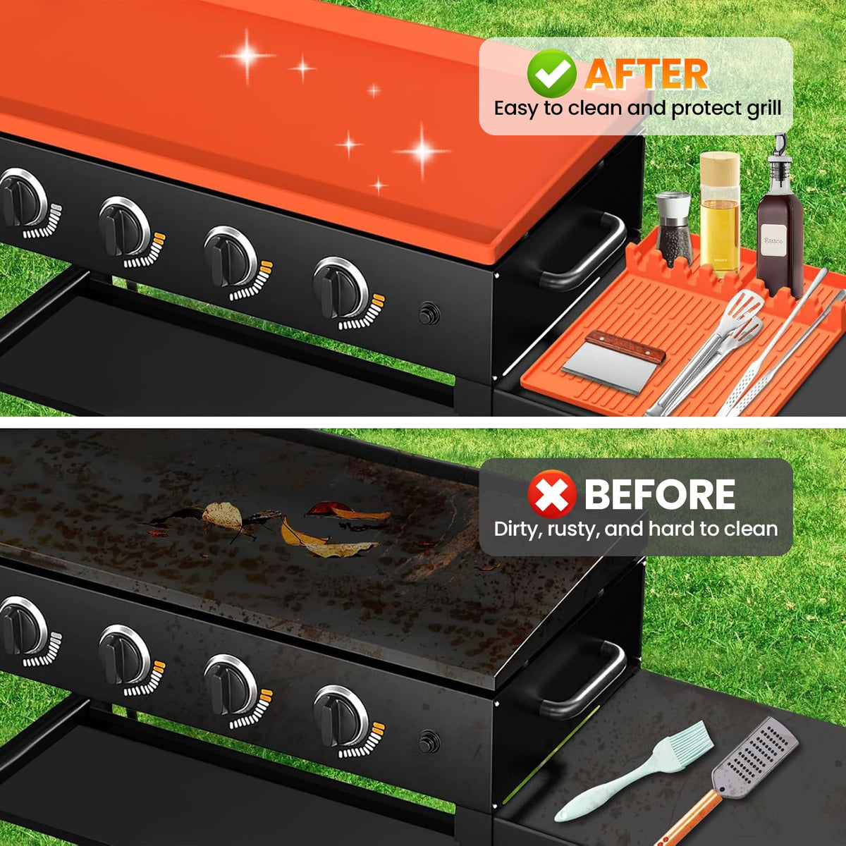 TAOMAND protective barrier blocks dirt and rust around Blackstone surfaces.