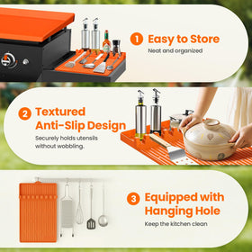 TAOMAND silicone griddle mat close-up showing precise fit and non-slip contact.