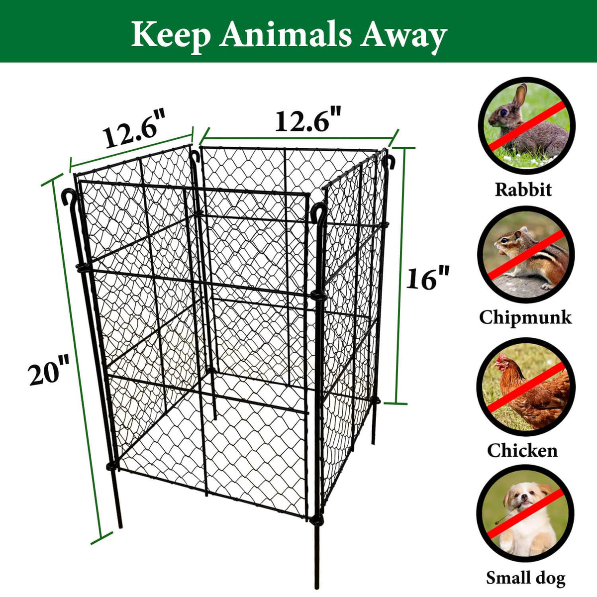 TAOMENNI animal barrier panel closeup showing 1-inch mesh deterring rabbits