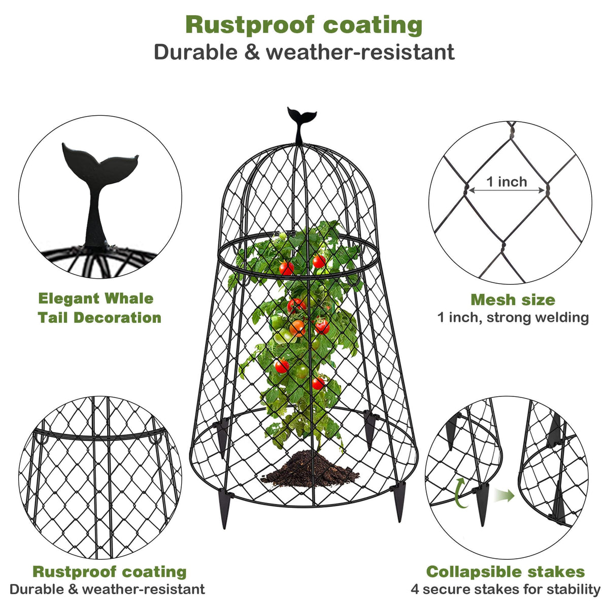 TAOMENNI chicken-wire cloche with durable mesh deters small animals