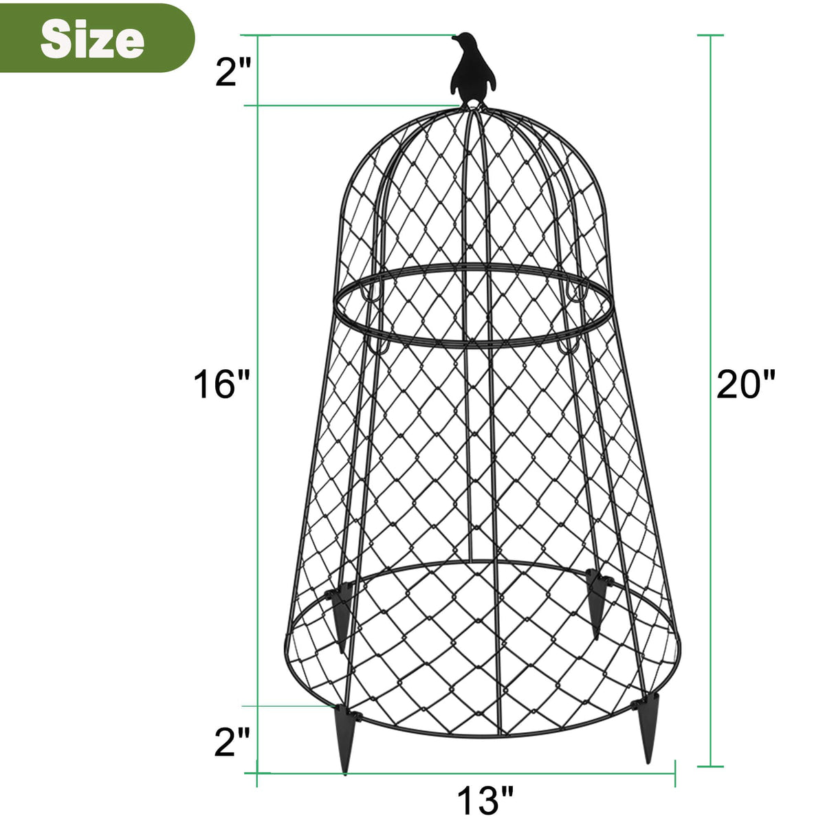 TAOMENNI cloche with penguin top decorates beds while shielding plants.