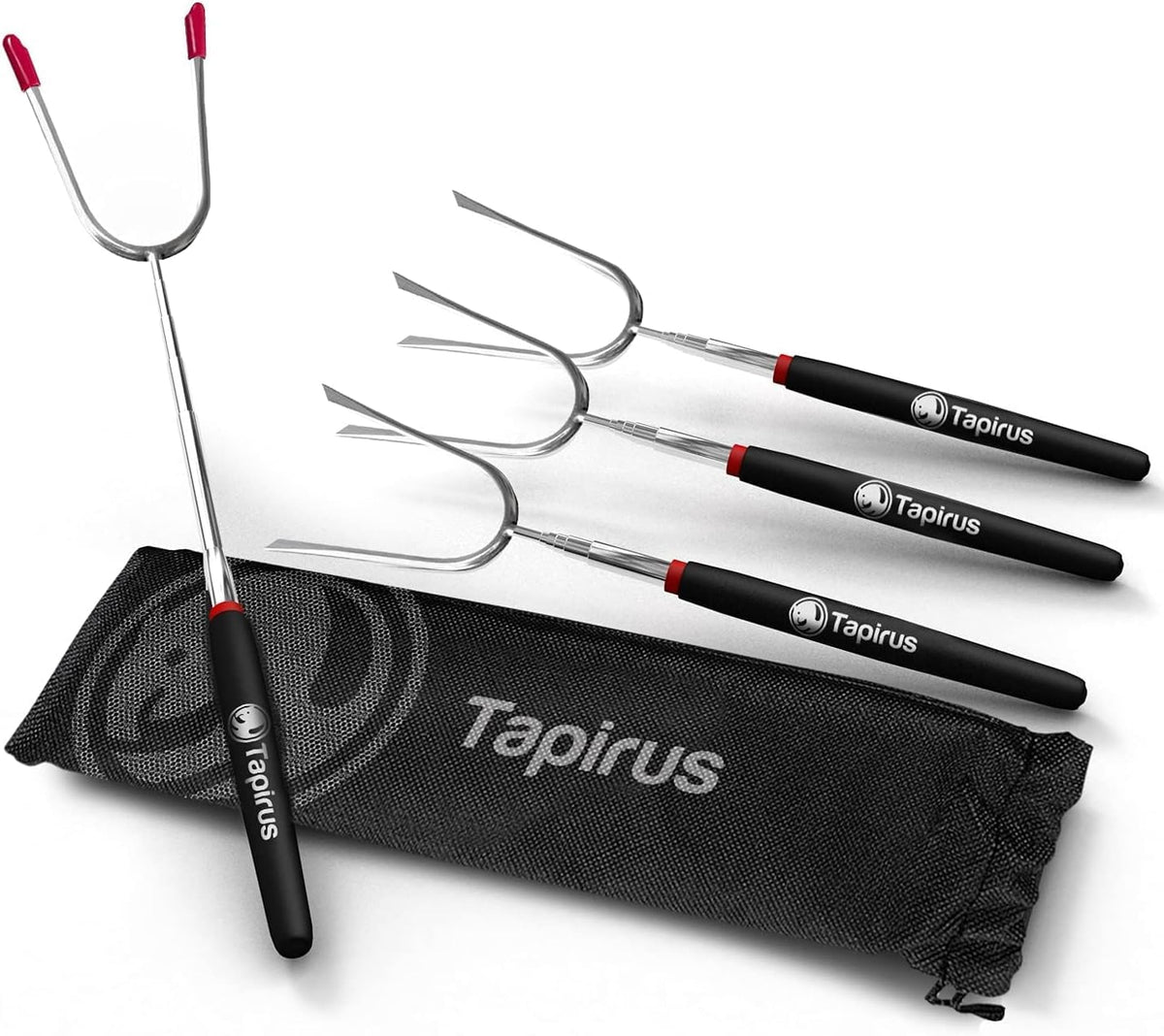 Tapirus marshmallow roasting stick extended to 33.9 inches for safe campfire roasting.