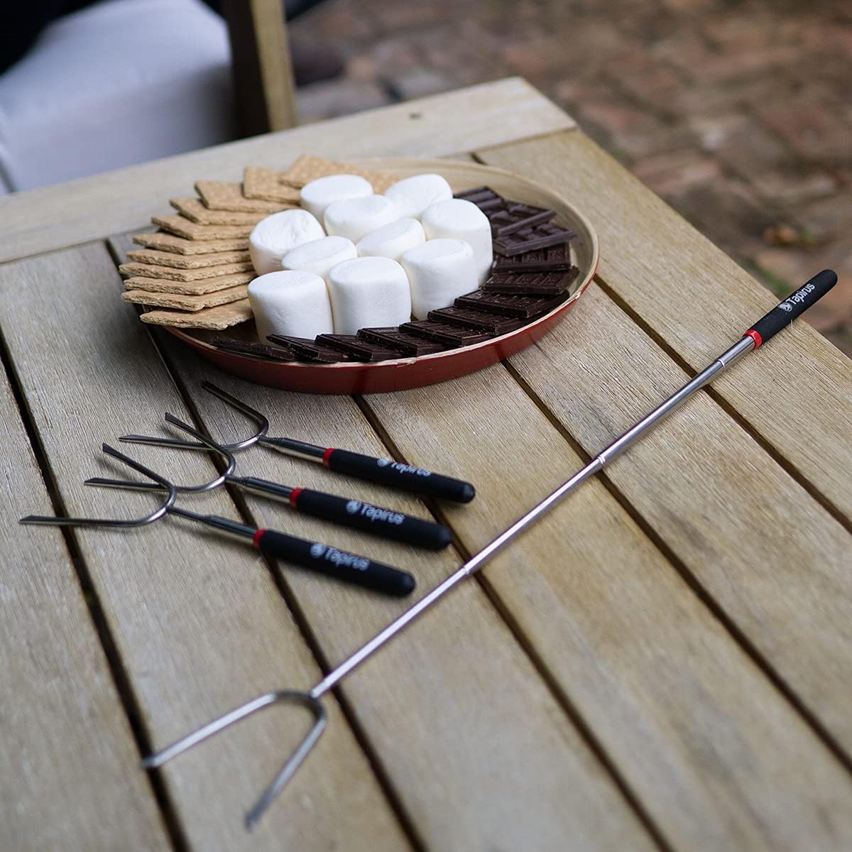 Tapirus marshmallow roasting sticks set of four for family outdoor cooking.