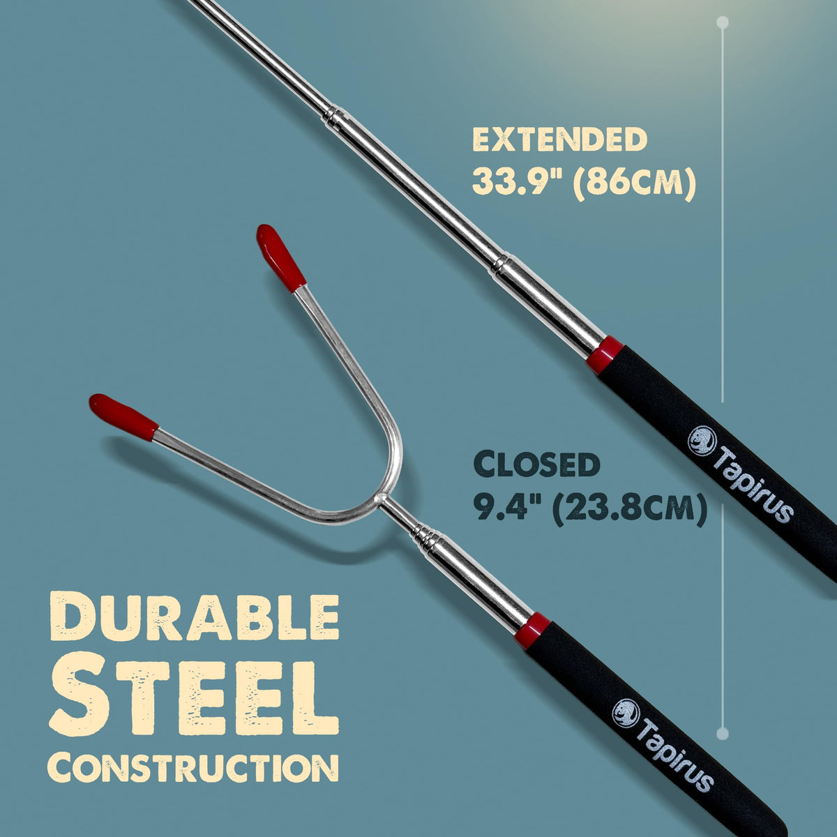 Tapirus marshmallow roasting stick insulated handle keeps hands cool during roasting.