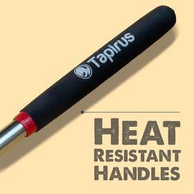 Tapirus stainless steel roasting stick with double prongs secures food on the fire.