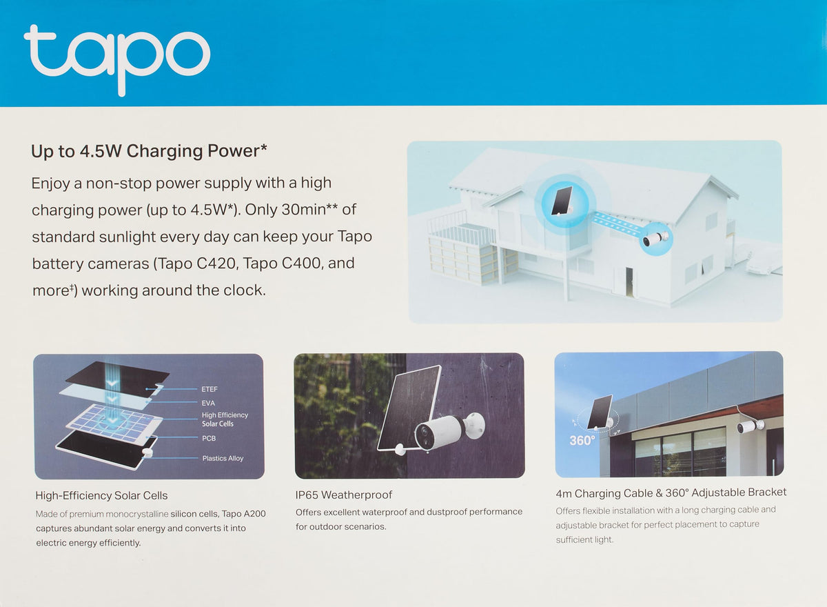 Tapo A200 close up showing high efficiency monocrystalline cells
