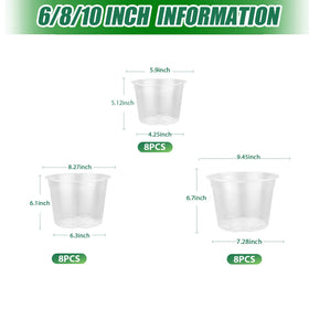 TAQIXI 8-inch clear nursery pot with drainage for seedlings with visible moisture checks.