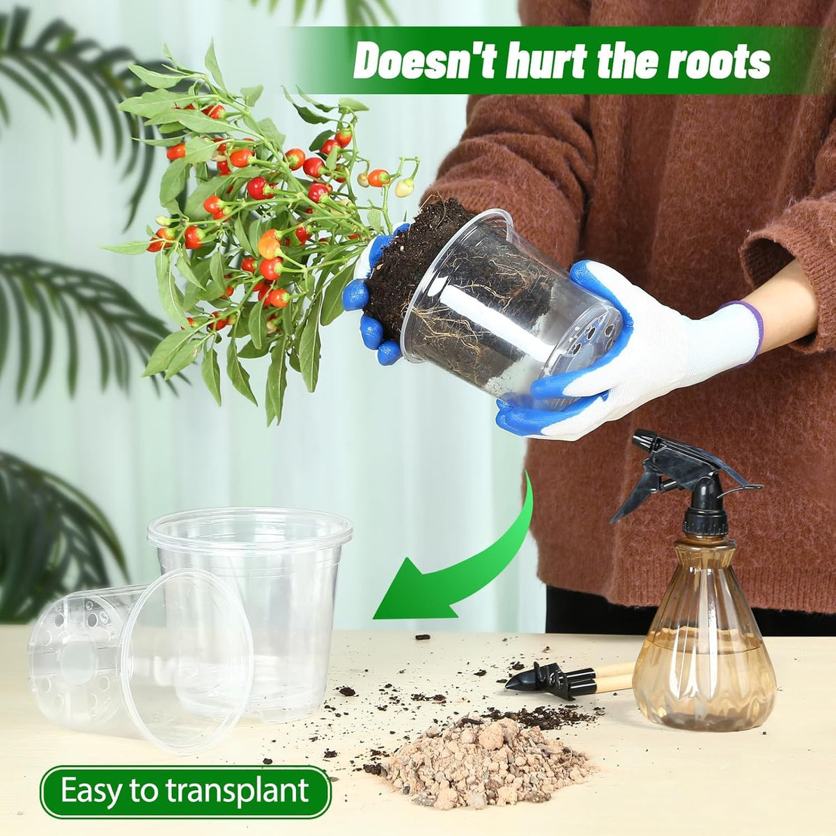 TAQIXI nursery pot drainage holes promote proper airflow and prevent overwatering.