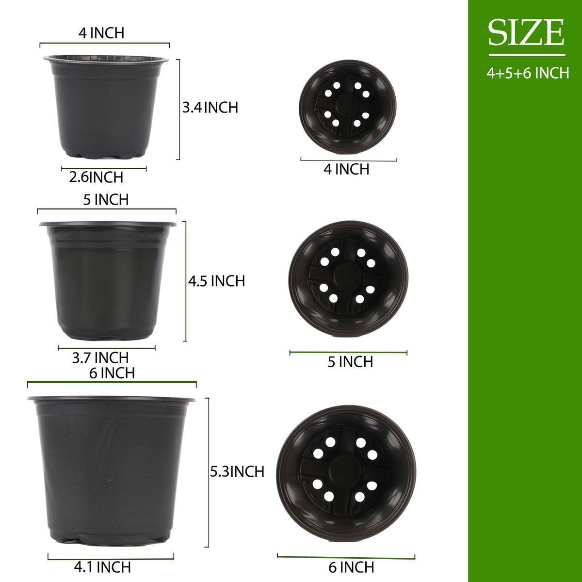 TAQIXI nursery pots with drainage holes to prevent overwatering and promote air flow.