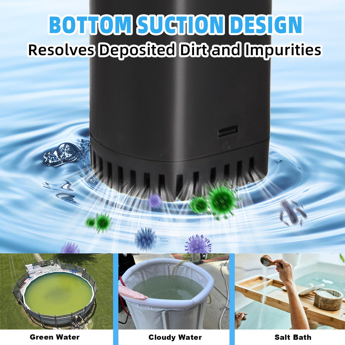 Tararium bottom-suction design removes debris from ice bath water early