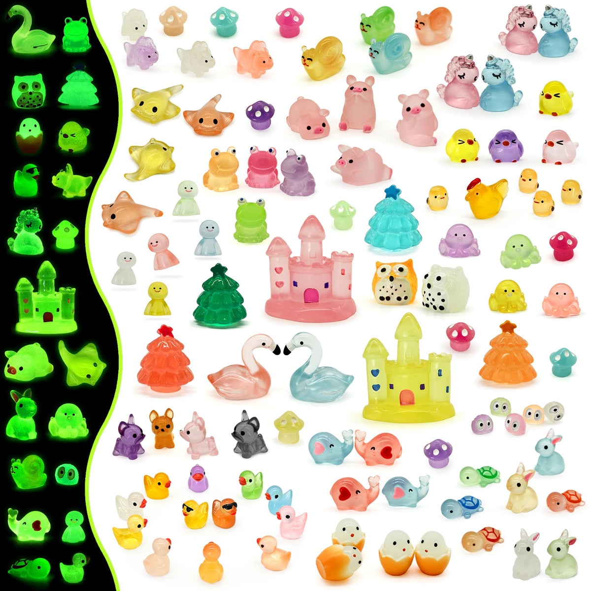 Tardigrade glow-in-the-dark mini resin animals illuminate night garden corners.