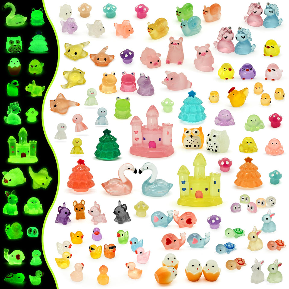 Tardigrade glow-in-the-dark mini resin animals illuminate night garden corners.