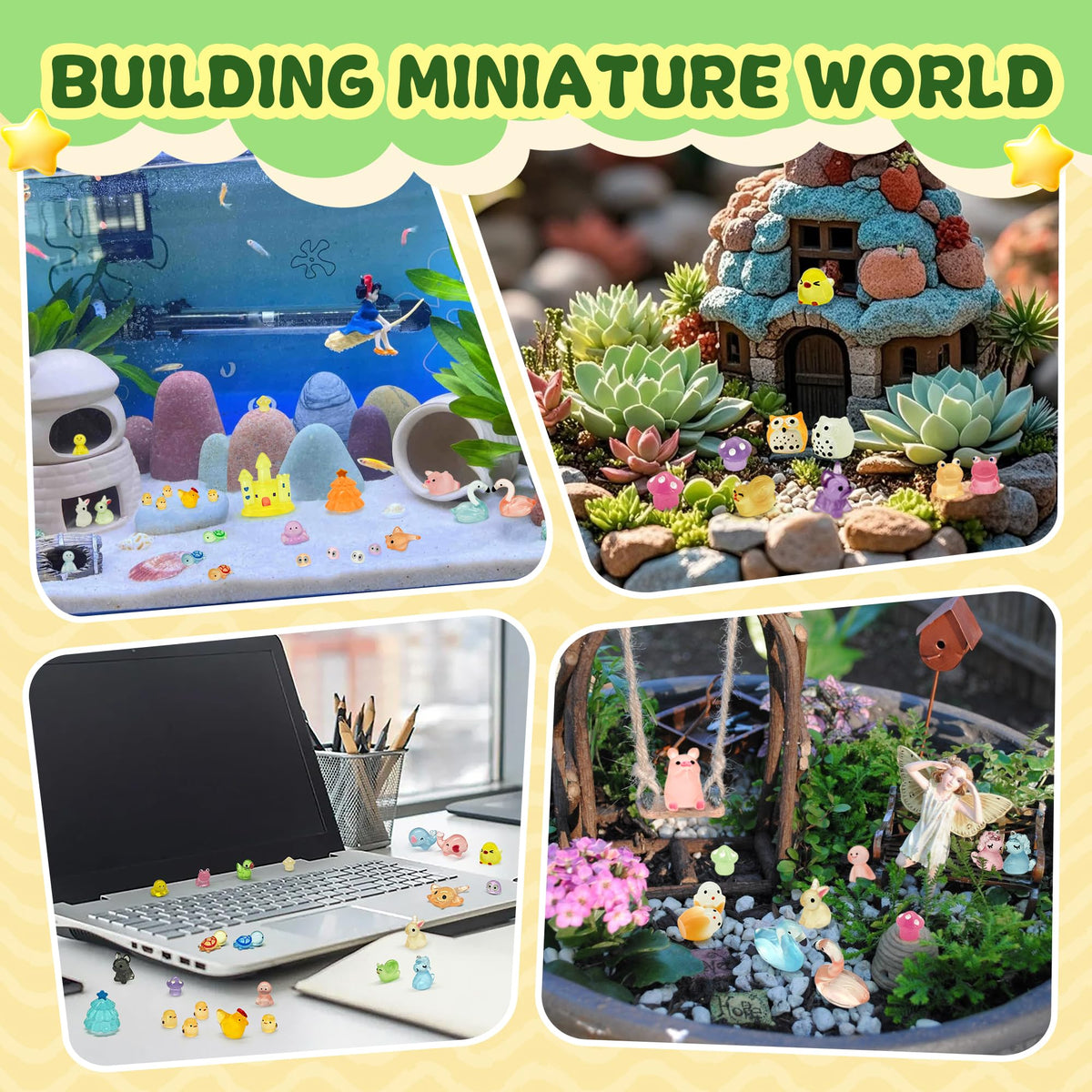 Tardigrade luminous terrarium figures brighten terrariums and aquariums.