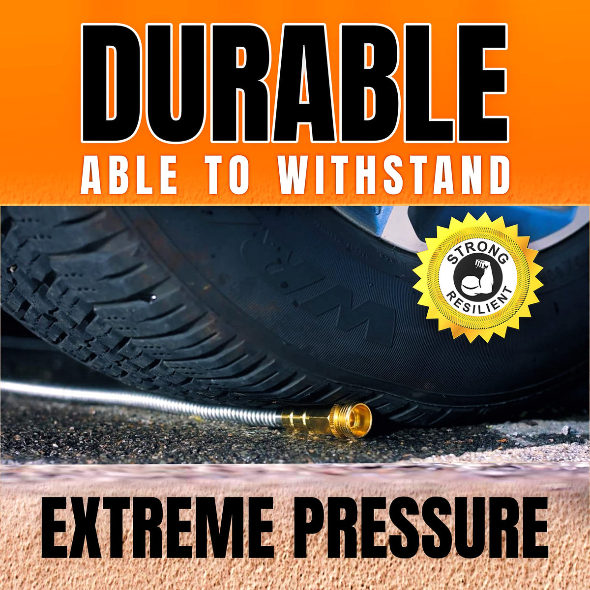 Tardigrade Steel Hose with 304 stainless construction for lasting outdoor use.