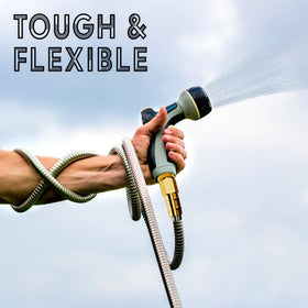 Tardigrade Steel Hose puncture-proof for rugged yard work.