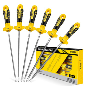 TARIST 6PCS chainsaw file kit with handle for precise sharpening during work