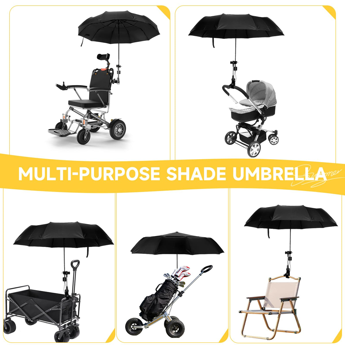 Tarswesi versatile outdoor umbrella fits patios, strollers, and camping gear for shade.