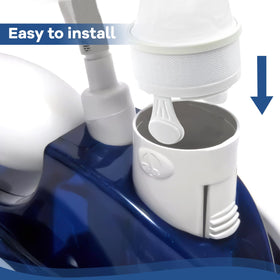 Two-step installation demonstration emphasizes clip alignment and hose attachment