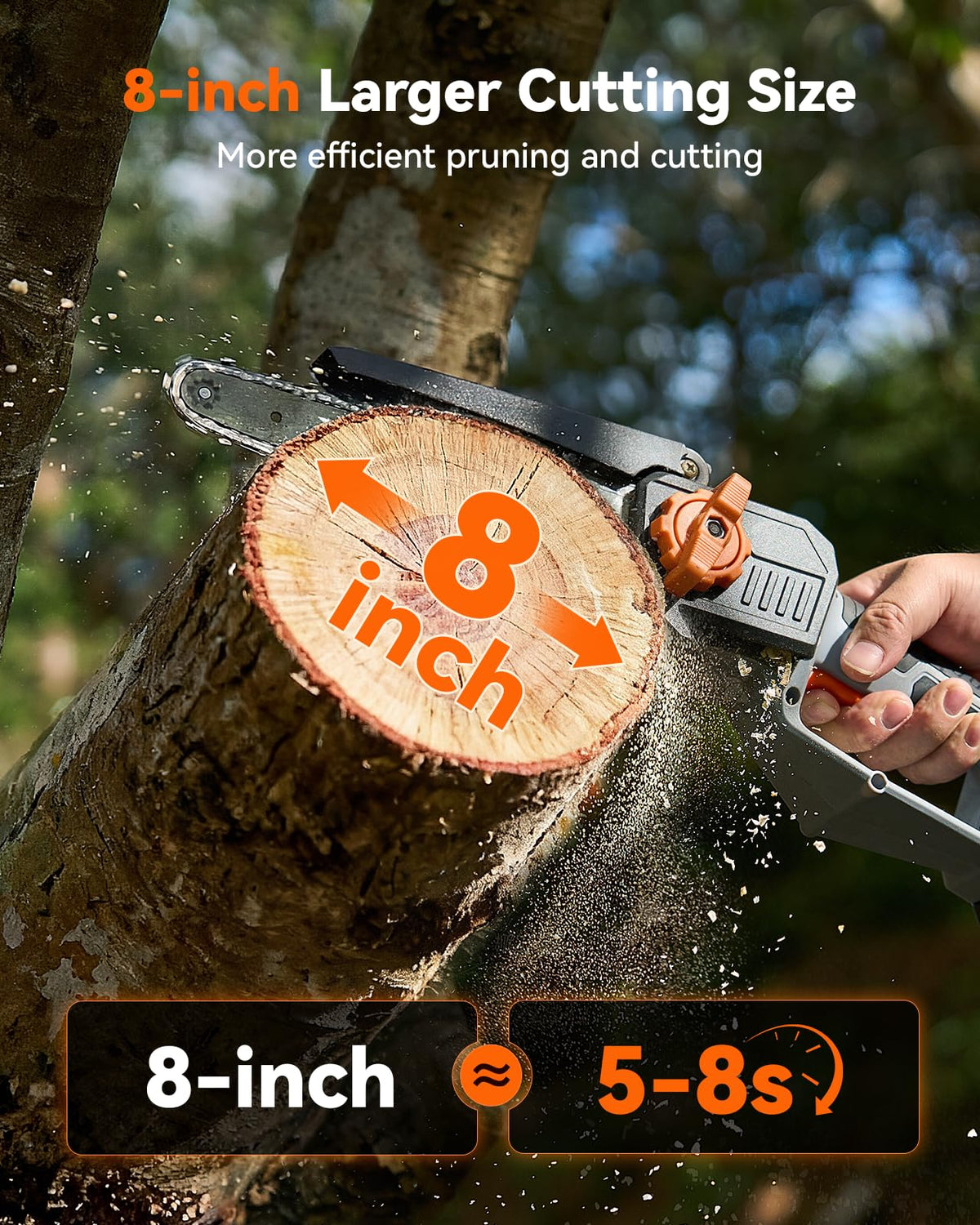 TaskStar mini chainsaw 2x2000mAh battery pack powers longer remote work.