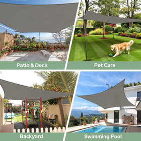 TasticTotes gray shade sail adds a sleek, modern look to outdoor areas.