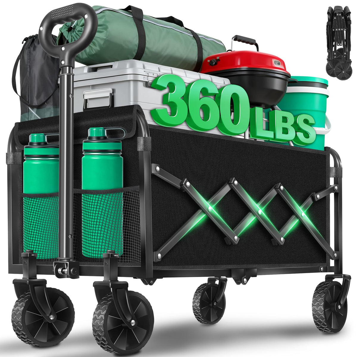TATAANTY collapsible wagon opened with 120L capacity for groceries and gear