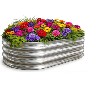 TATAANTY raised garden bed front view showing durable galvanized steel for outdoor use