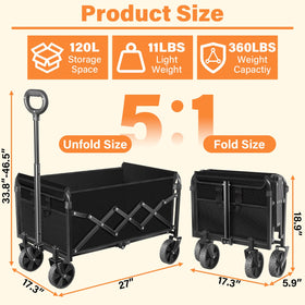 TATAANTY foldable wagon side view demonstrates portable handling for outings