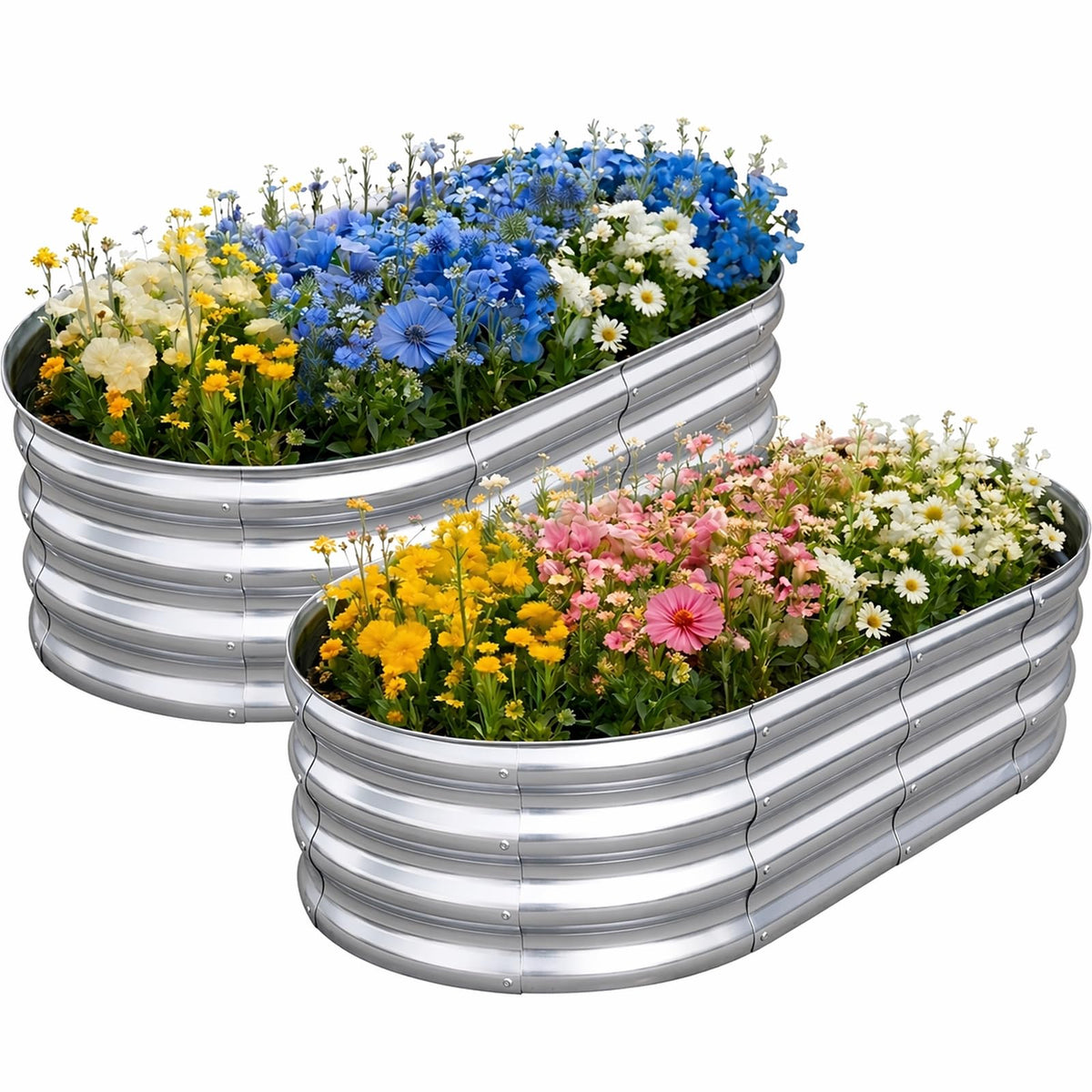 TATAANTY galvanized raised bed with oval design for stylish outdoor gardening
