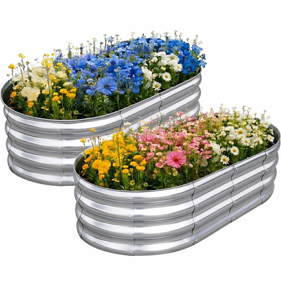 TATAANTY galvanized raised bed with oval design for stylish outdoor gardening