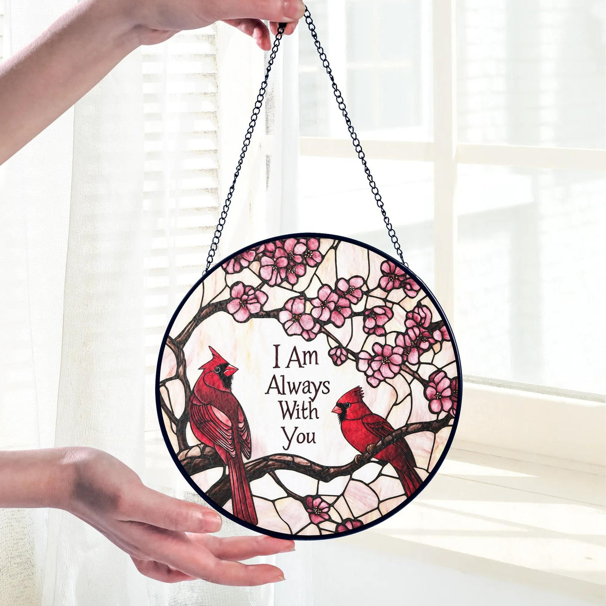 Tatkuink cardinal memorial gift for mom or grandma with vibrant glass art.