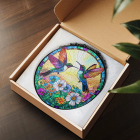 Tatkuink Hummingbird Suncatcher showcases vibrant colors in sunlit spaces.