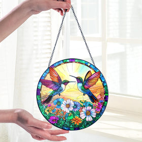 Tatkuink Hummingbird Suncatcher adds garden decor with sunlight brightness.