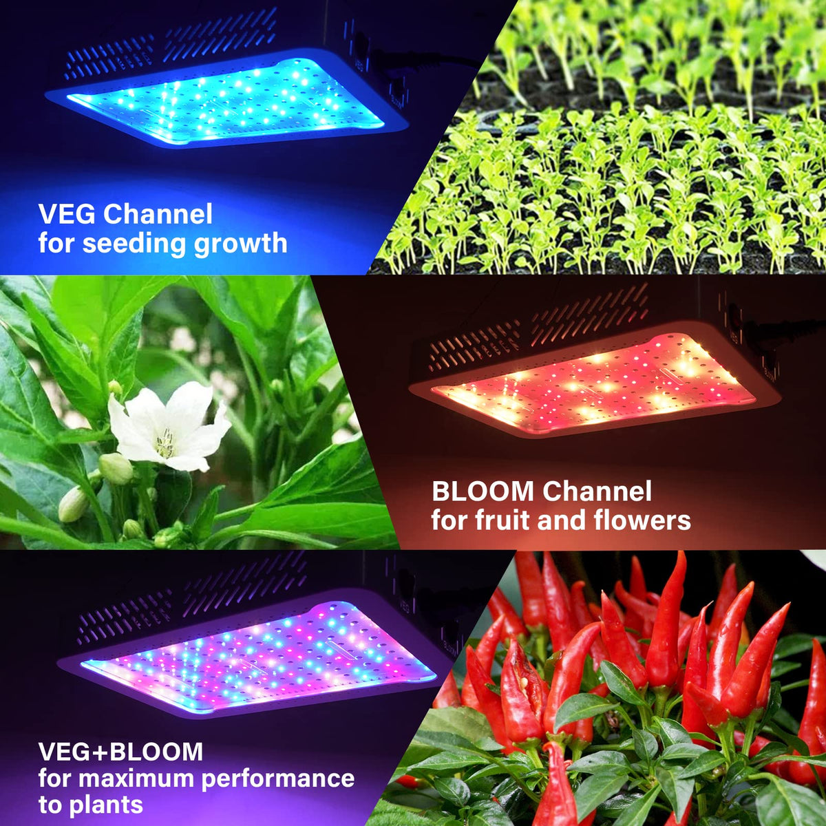 TATU 1000W LED grow light back panel highlighting heat management and durability