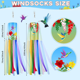 Tatuo wind sock featuring hummingbird and flowers with vibrant detail for yard color
